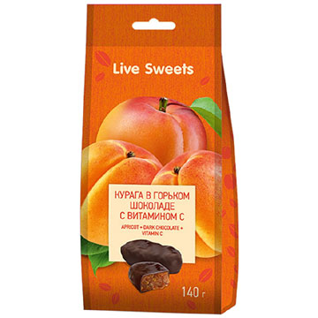 Курага Лакомства для здоровья Лайв Свит 140г в шоколаде с витамином С